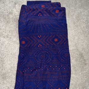 Lularoe Blue & Red Geometric Leggings Size Tall & Curvy (12-18)